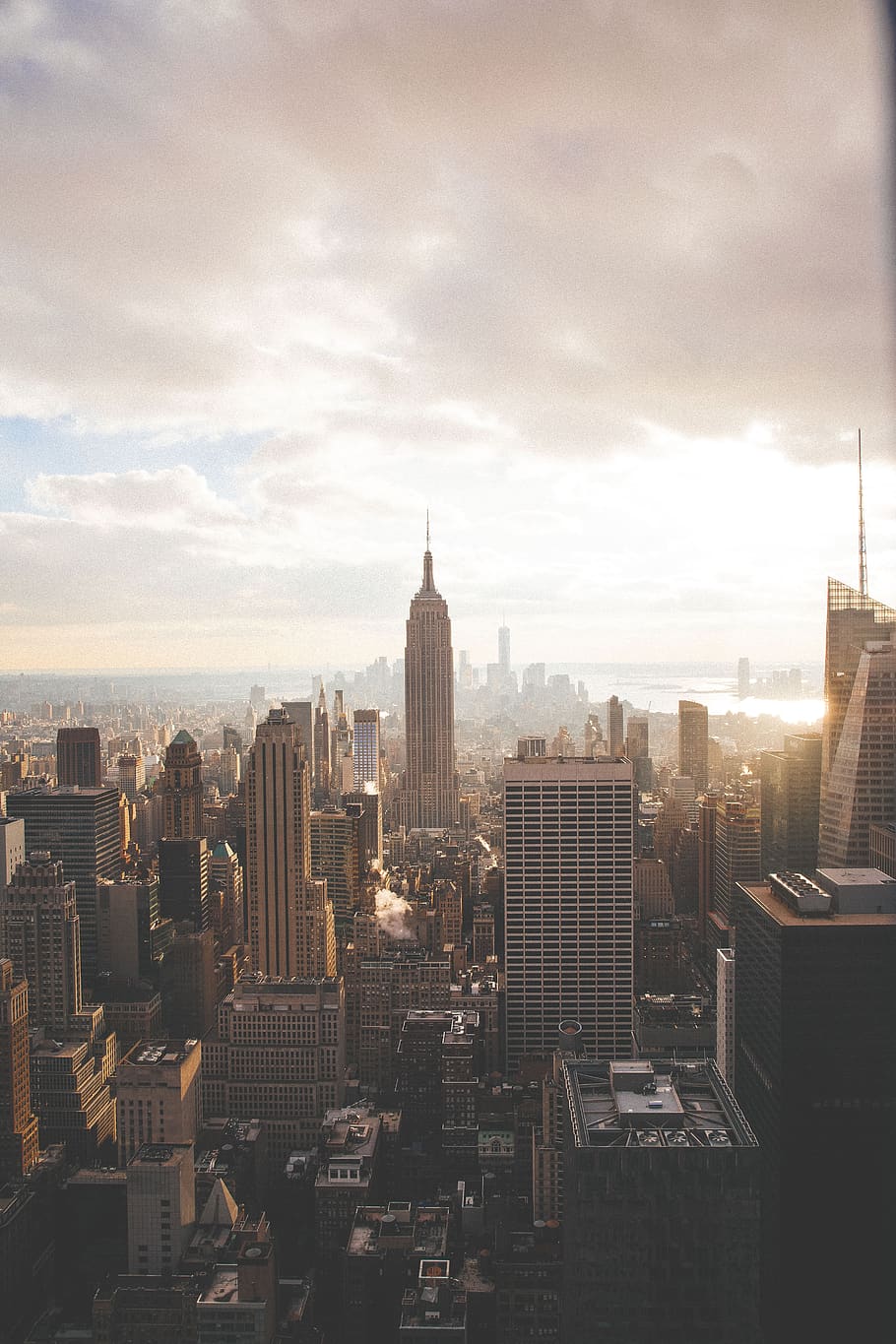 New York, kota, NYC, pusat kota, gedung, menara, gedung bertingkat, udara, pemandangan, langit