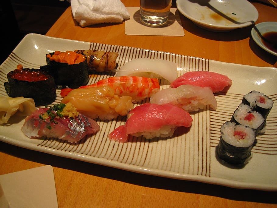 japan food, real sushi, raw, sushi, tsukijishijo station, fish, cuisine, japan, japanese, meal