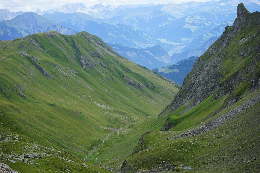 mountains, switzerland, hiking, nature, landscape, swiss mountains, alpine, bergsee, rock, swiss alps