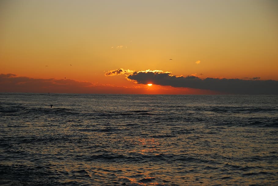 sea, sunrise, morning, solar, sky, these eugene, cloud, japan sea, the sun rises the landscape, winter sea