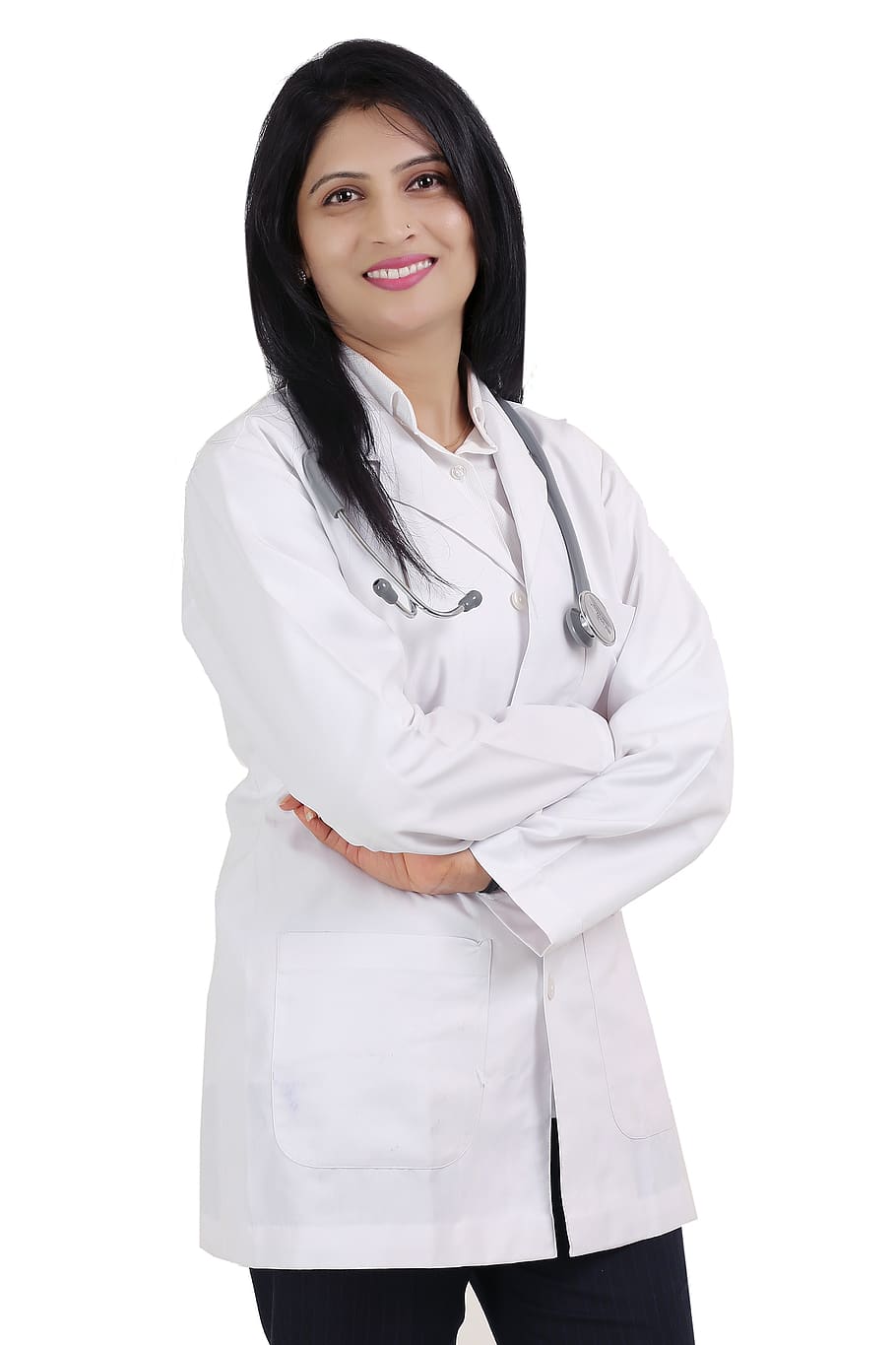 doctor, medical, hospital, health, healthcare, medicine, stethoscope, healthy, white background, looking at camera