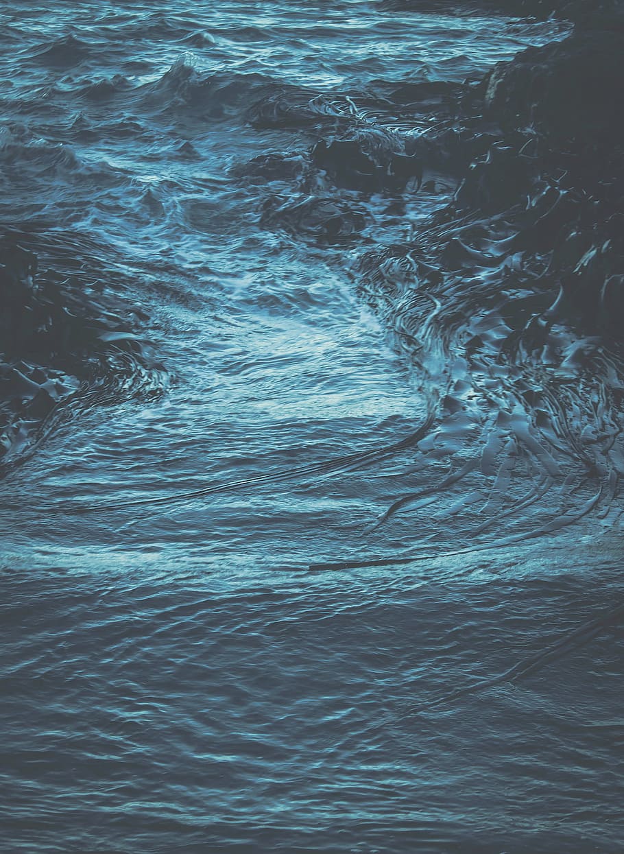 corpo de água, natureza, água, batendo, ondas, oceano, azul, mar, ondulações, respingo