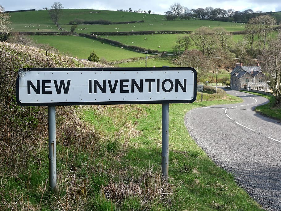 new invention signboard, New, Invention, Innovation, Idea, new, invention, brainstorming, thinking, sign, roadsign