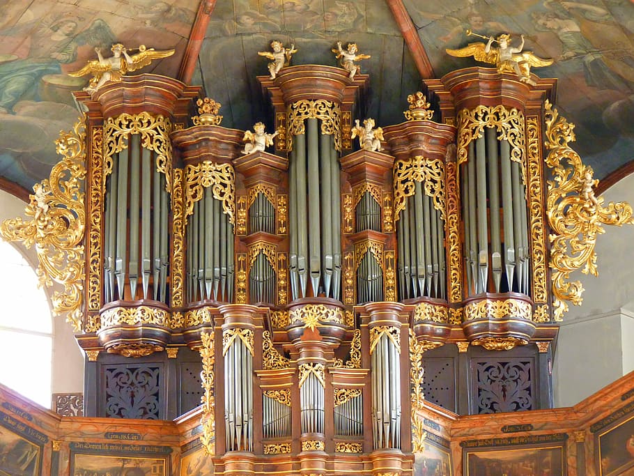 marrón, gris, catedral, interior, Órgano, Iglesia, Música, Silbato, silbato de órgano, música de iglesia