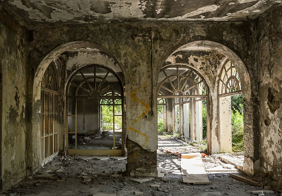 inside, wreck building, kupari, dubrovnik, grand hotel, croatia, the war, destroyed, abandoned, architecture