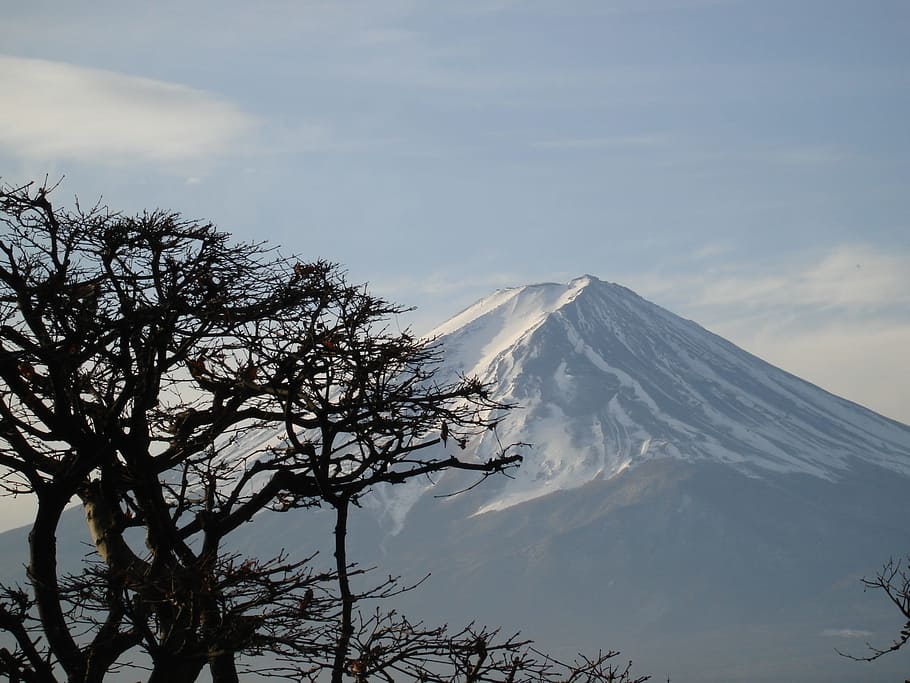 Monte Fuji, montanha, Japão, Honshu, ilha, estratovulcão ativo, mt Fuji, vulcão, natureza, neve