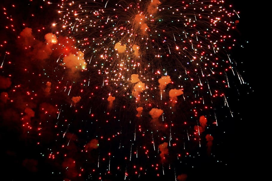 lantern festival, Fireworks, Light, Spray, Smoke, light spray, flecks, puffs, light burst, explosion