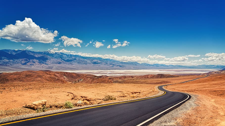 death valley, road, landscape, desert, nature, california, dry, panorama, away, target