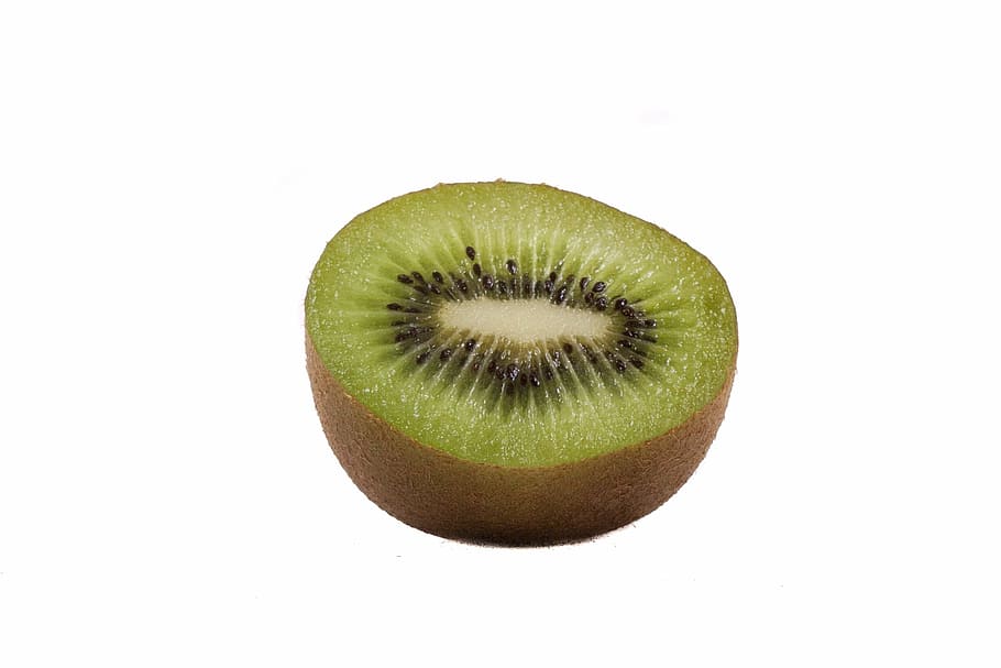 fruta, fondo blanco, macro, kiwi, corte, verde, sección transversal, rebanada, kiwi - fruta, comida