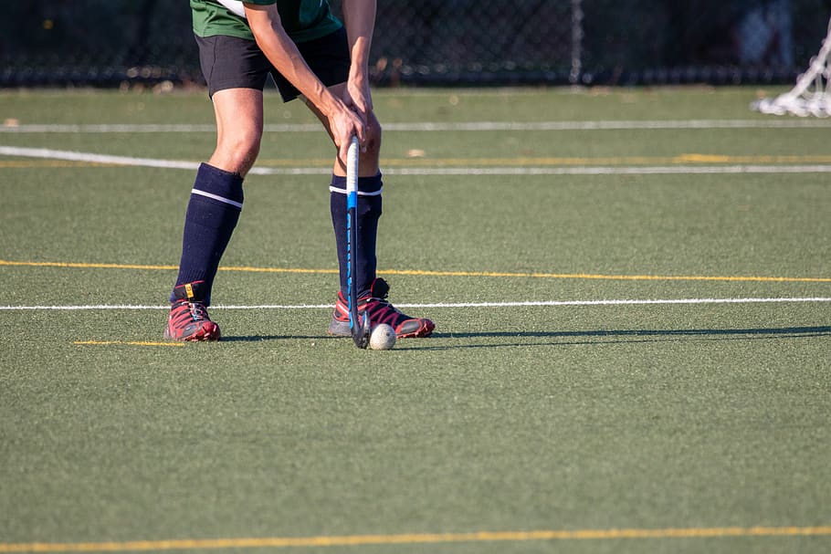 hockey, competition, ball, athlete, game, sport, field, activity, play, grass