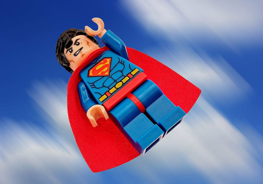 superman lego toy, superman, lego, superhero, hero, super, man, clark, kent, dc