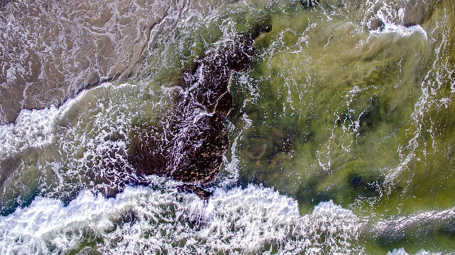 aerial, photography, wave, ocean, see, waves, sea, blue, water, nature