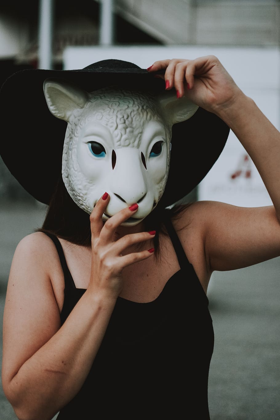 al revés mental flotador mujer, máscara de oveja, máscara, resumen, una persona, personas reales,  disfraz, vista frontal, máscara - disfraz, tenencia | Pxfuel
