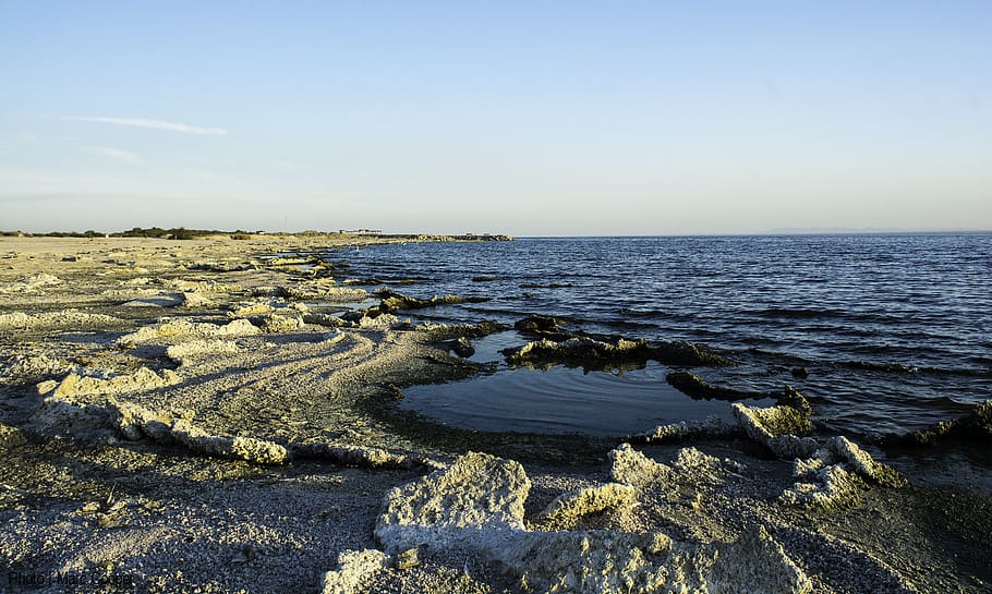 Mar de Salton, CA, cenário da beira-mar, céu, beleza natural, cena tranquila, agua, paisagens - natureza, tranquilidade, natureza