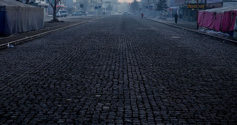 Jalan, Pemandangan, Pagi, Mongolia, Matahari Terbit, kosong, orang-orang tak terduga, jalan ke depan, hari, struktur bangunan