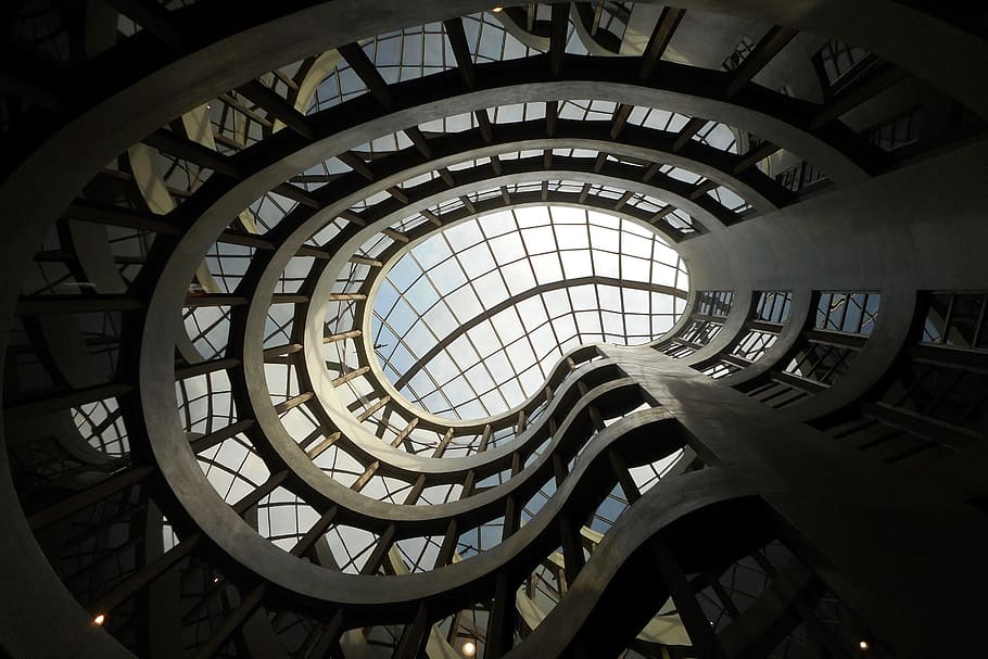 stunning, architecture, modern, building, indoors, architecture And Buildings, built Structure, window, spiral, no People