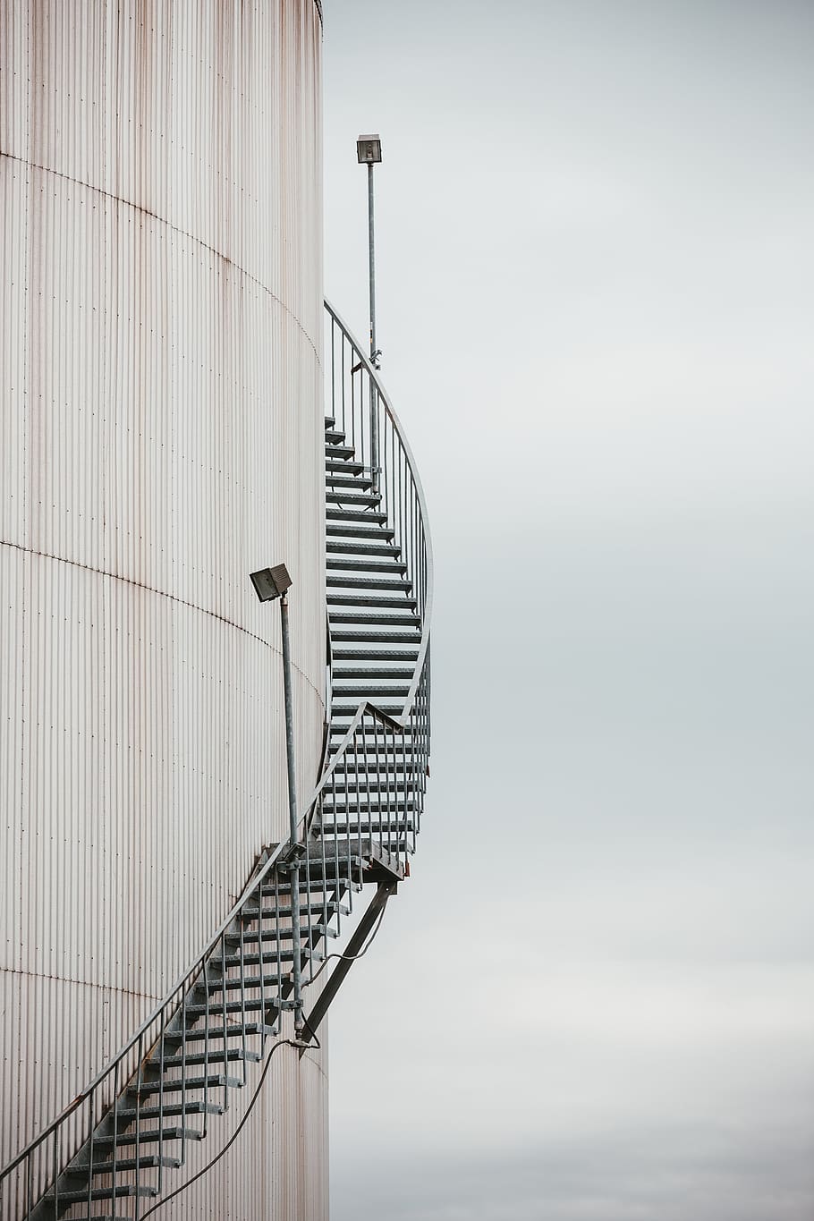 industrial, tank, staircase, oil, stairs, spiral, architecture, industry, art, white
