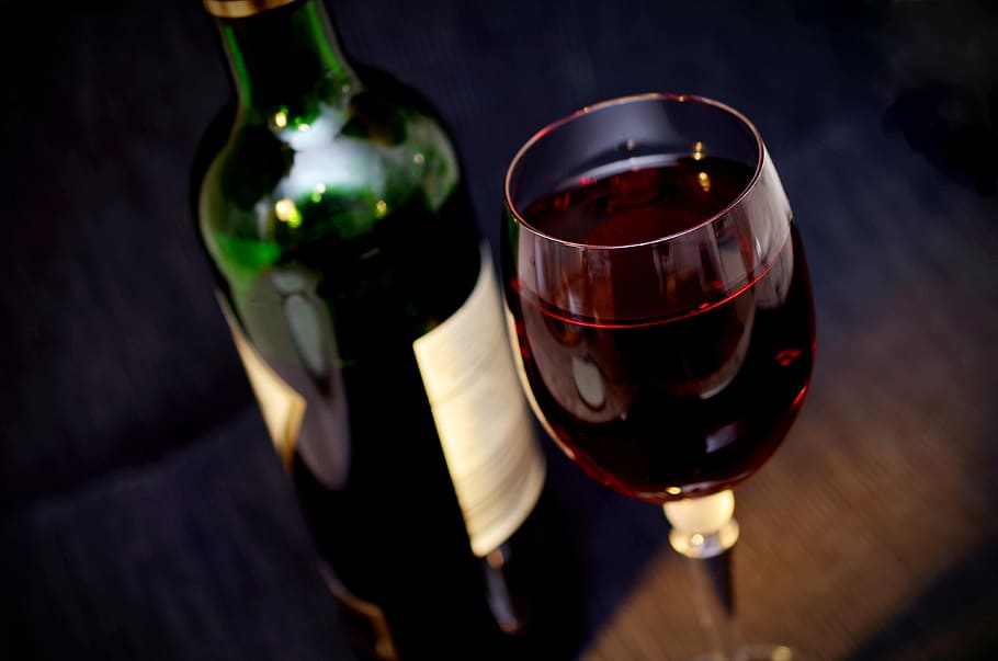 limpar, copo de vinho, marrom, mesa, vinho, vidro, bebida, álcool, beneficiar de, vermelho