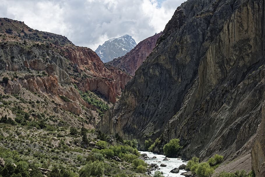 tajikistan, iskanderdarja, river, hissargebirge, mountains, province of sughd, central asia, landscape, water, mountain