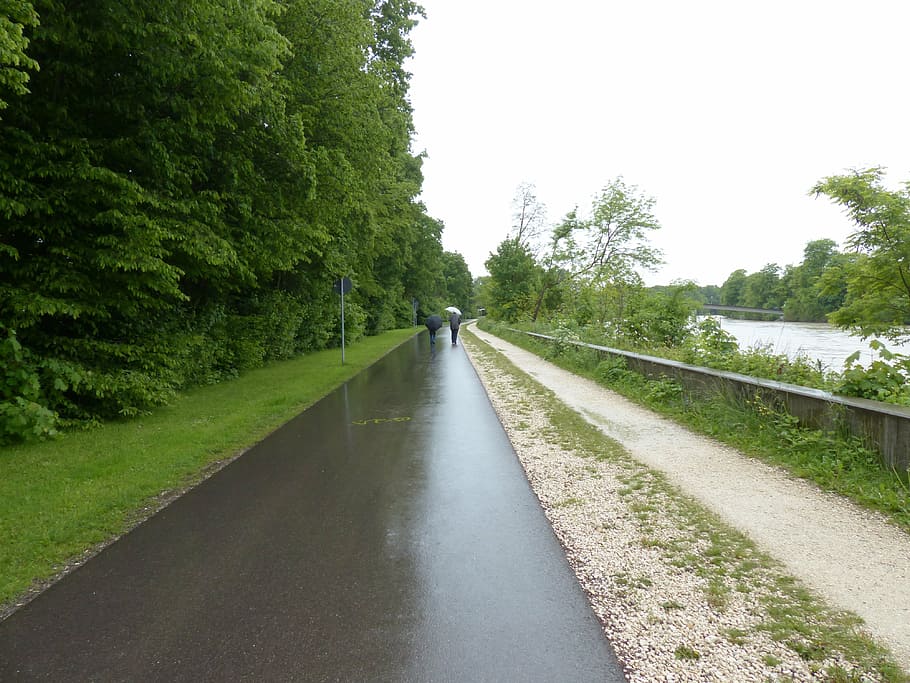 gray concrete road, rainy weather, horrible, walk, rain, wet, trueb, precipitate, umbrella, personal