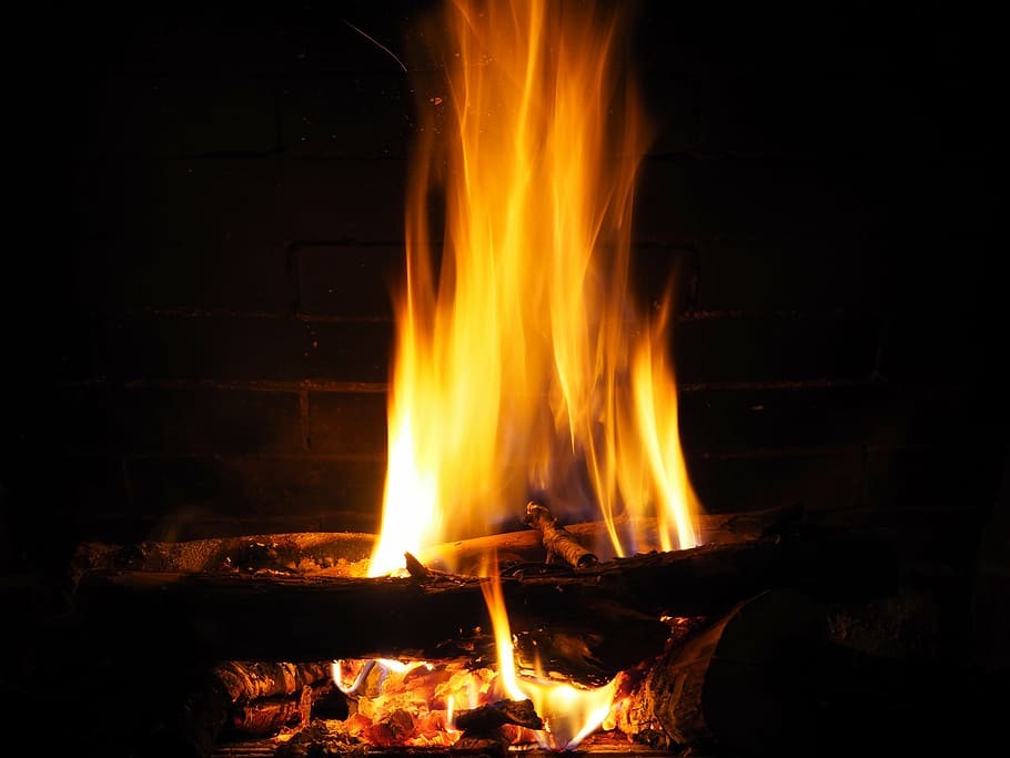 closeup, bonfire, ashes, embers, fire, red, beauty, fireplace, wood, lumber