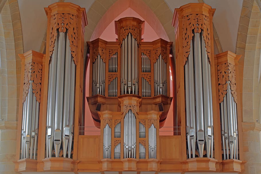 órgano, órgano de iglesia, hillebrand, meppen, música de iglesia, instrumento, silbato de órgano, música, iglesia, órgano de tubos