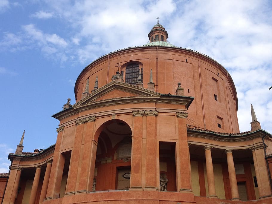 brown building, bologna, st luke, italy, church, cathedral, monument, old, historian, construction
