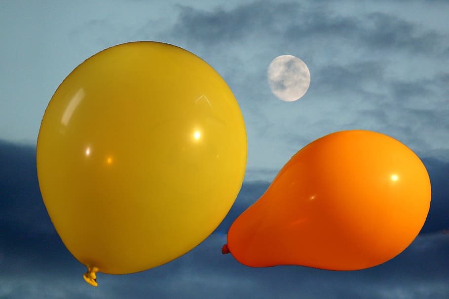 balloon, deco, decoration, air, airy, color, colorful, gartendeko, yellow, sky