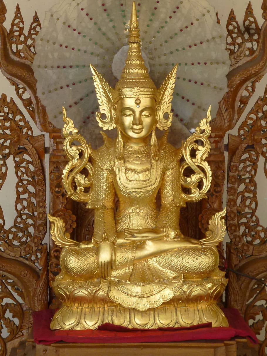 Myanmar, Gold, Zen, Sculpture, Monument, statue, creative, artwork, destign, metal work