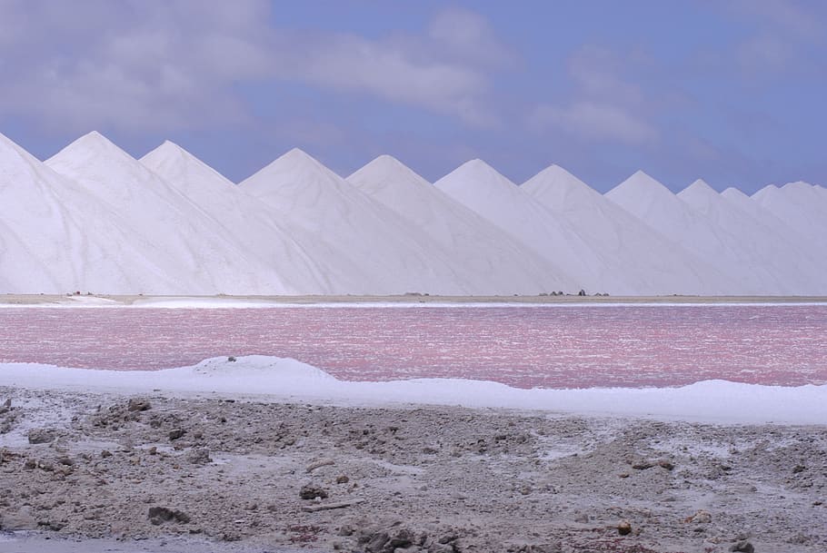 salt, caribbean, pastel, bonaire, pink, blue, mounds, pyramid, white, crystal
