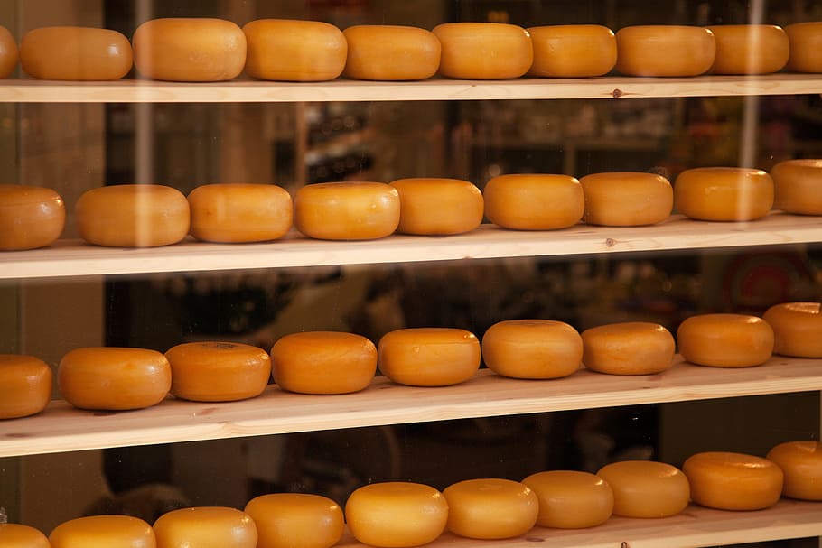 チーズ, 茶色, 木製, ラック, 内部, 部屋, 安っぽい, サークル, 円形, 乳製品