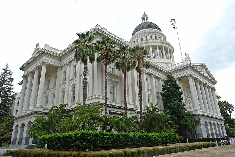 white, building, cloudy, day sky, capitol, california, sacramento, governor, senate, assembly