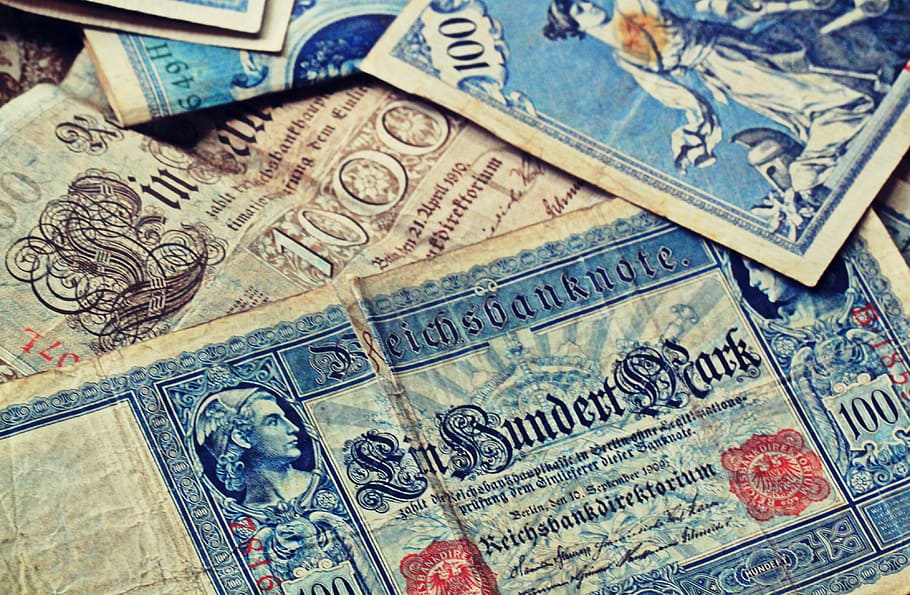 bank note, imperial banknote, currency, inflation, germany, mark, bills, money, paper money, pay
