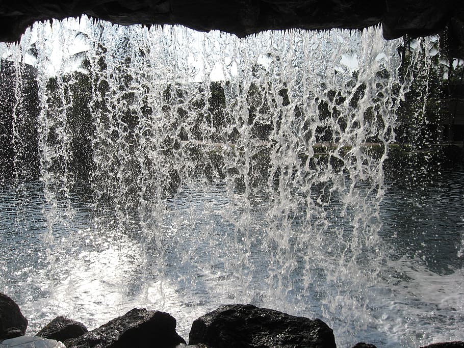 view, inside, waterfalls, waterfall, water, natural water, downfall, cascade, flow, liquid