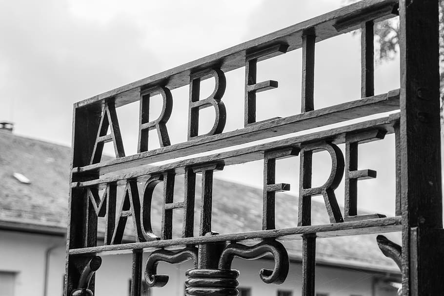 arbeit macht fre signage, Germany, Munich, Dachau, Museum, Ride, tourist destination, suffering, sadness, the holocaust