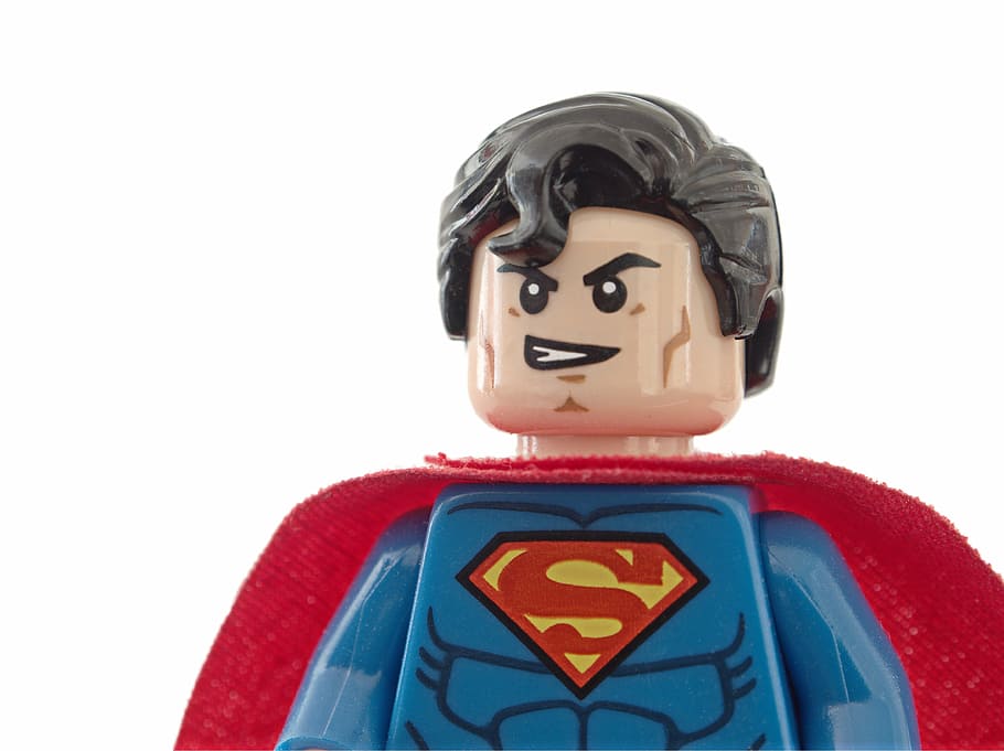 superman minifig, superman, lego, superhero, pahlawan, super, manusia, clark, kent, dc