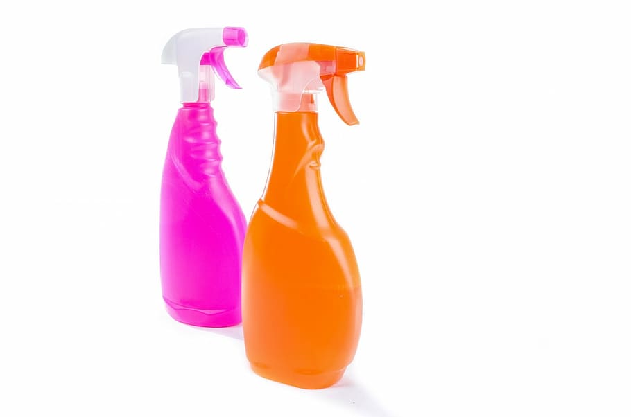 2, ピンク, オレンジ, プラスチックスプレーボトル, スプレー, 家庭用, 表面, 光沢, 磨き, 分離