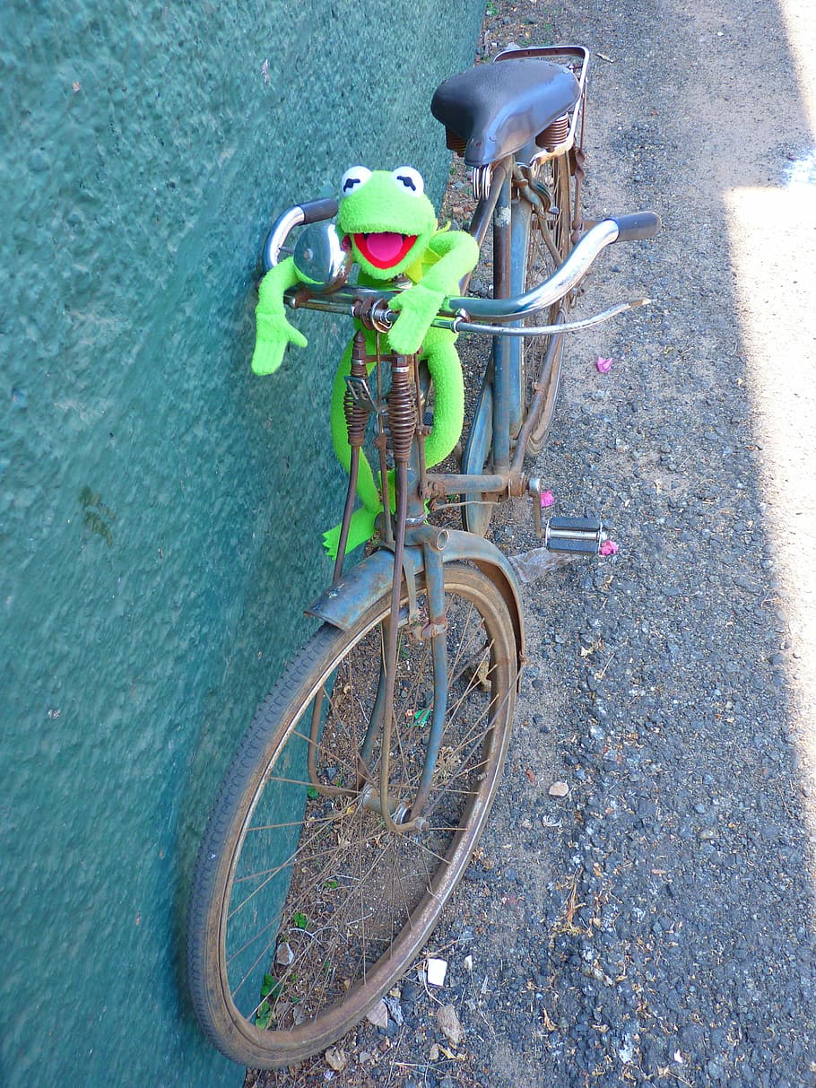 Bike, Old, Cycling, Frog, Kermit, bicycle, transportation, stationary, day, outdoors