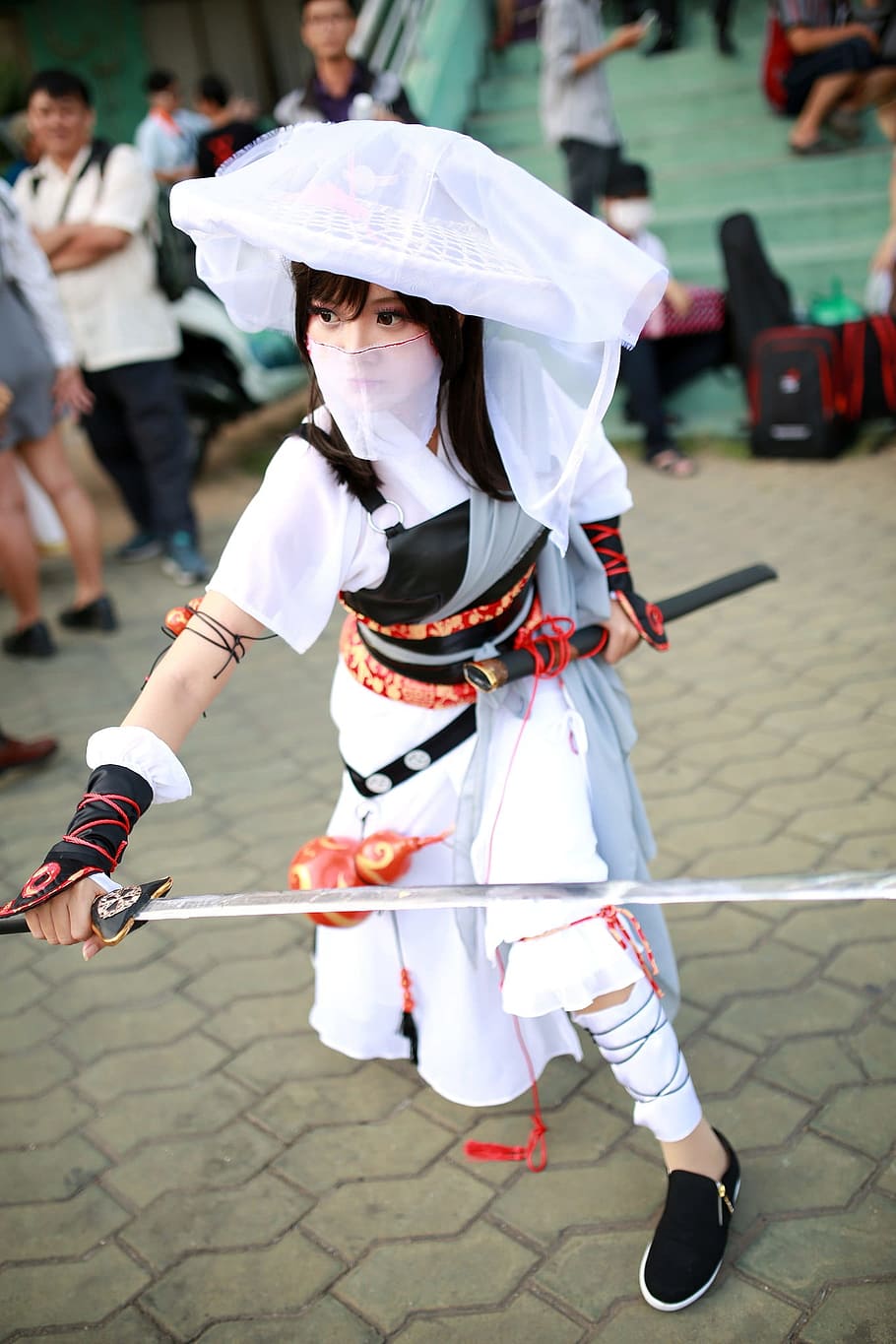 woman, samurai, cosplay, ninja, hero, warrior, blade, japanese, character, costume
