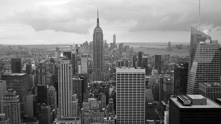 gedung pencakar langit, kaki langit, kota, kantor, lanskap kota, bangunan, pusat kota, kekaisaran, new york, eksterior bangunan