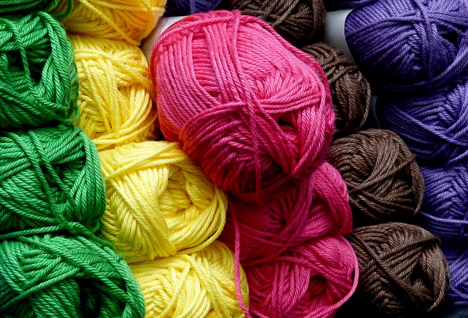 Tell, Yarn, assorted-color ball yarn lot, wool, textile, ball of wool, multi colored, full frame, backgrounds, large group of objects
