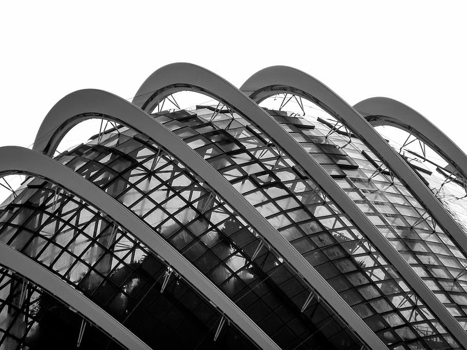 Dome, Shape, Texture, Singapore, architecture, black and white, lines, black, white, pattern