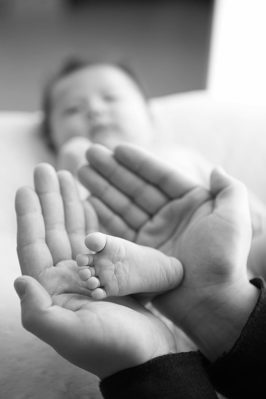 person, holding, baby, foot, hand, dad, chiu, one hundred days, stone, finger