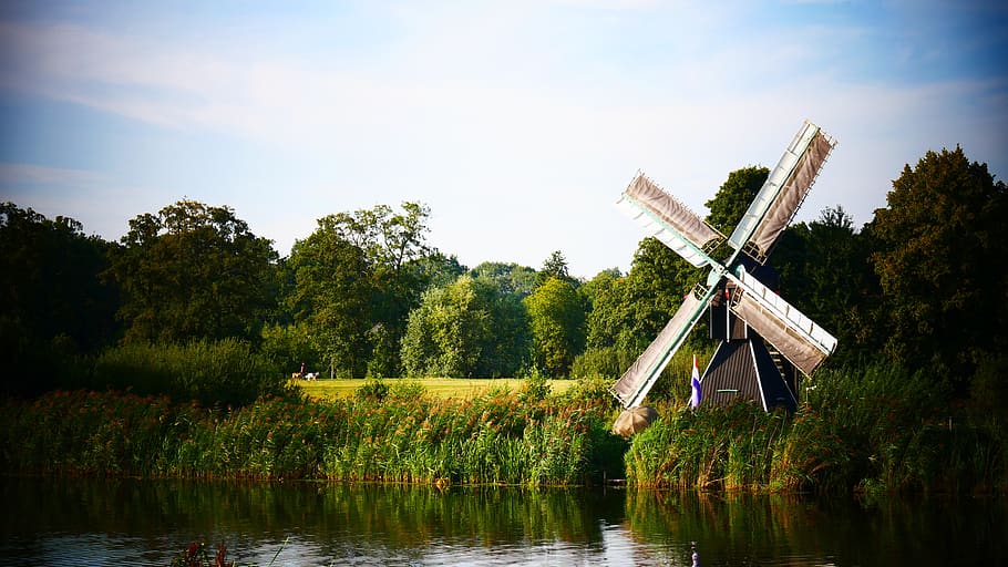 mill, netherlands, holland, landscape, wind mill, water, historical, tourism, mills, windmill