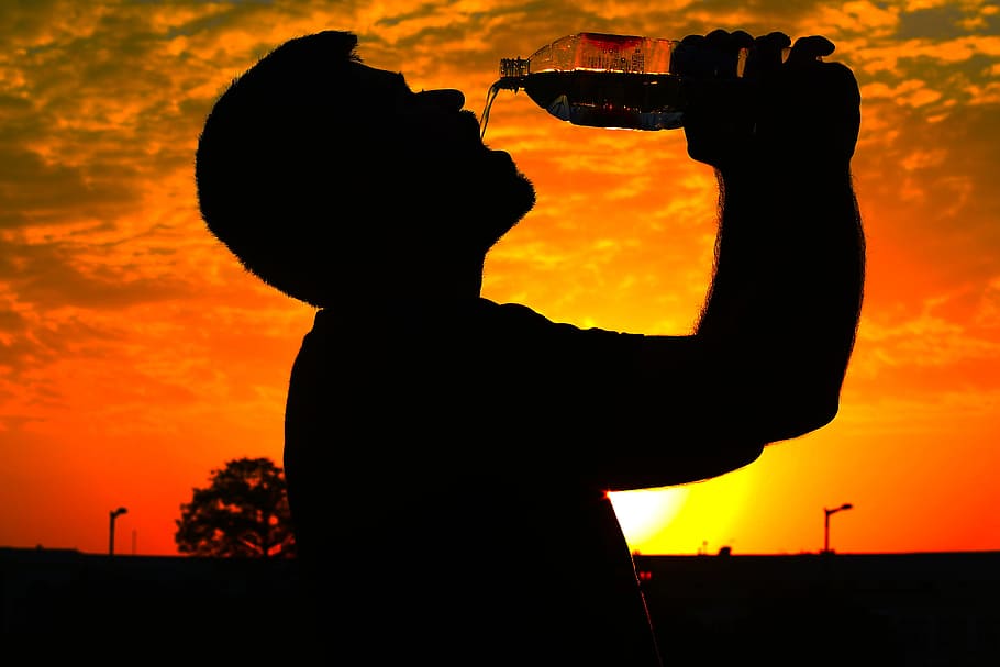 nature, thirst, person, outdoor, sun, silhouette, sunset, sky, one person, orange color