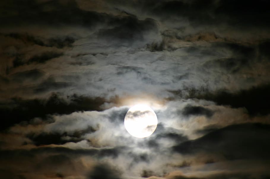 cinematography, full, moon, cloudy, sky, full moon, night, dark, black, moonlight