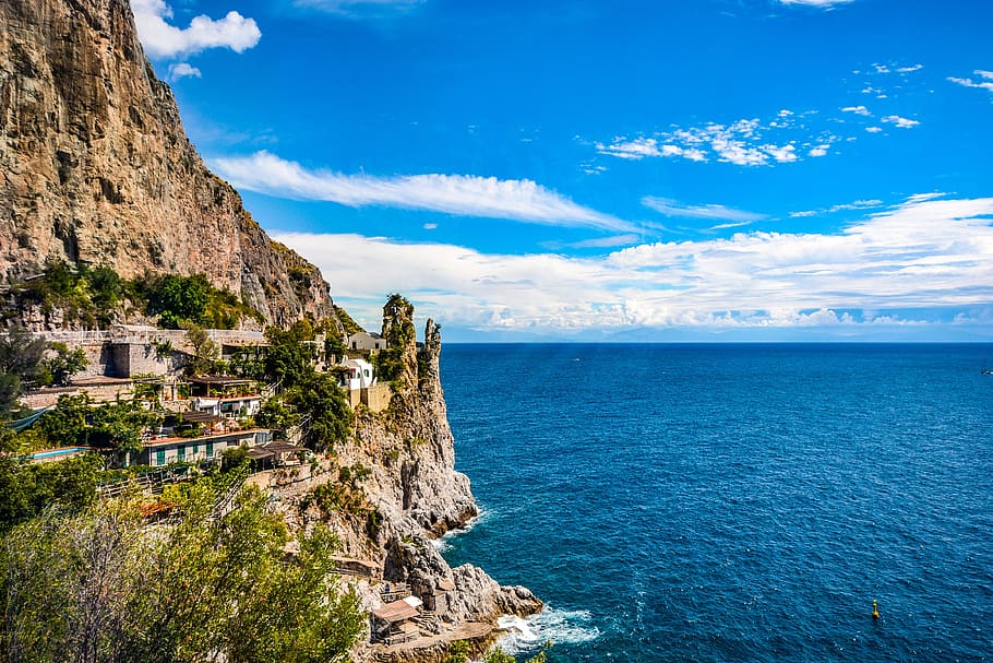 Capadócia, Amalfi, Costa, Itália, Italiano, Mediterrâneo, mar, paisagem, viagem, rocha