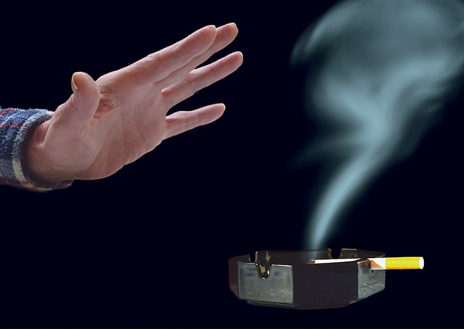 smoking, cigarettes, ashtray, hand, defense, non smoking, tobacco, smoke, nicotine, habit