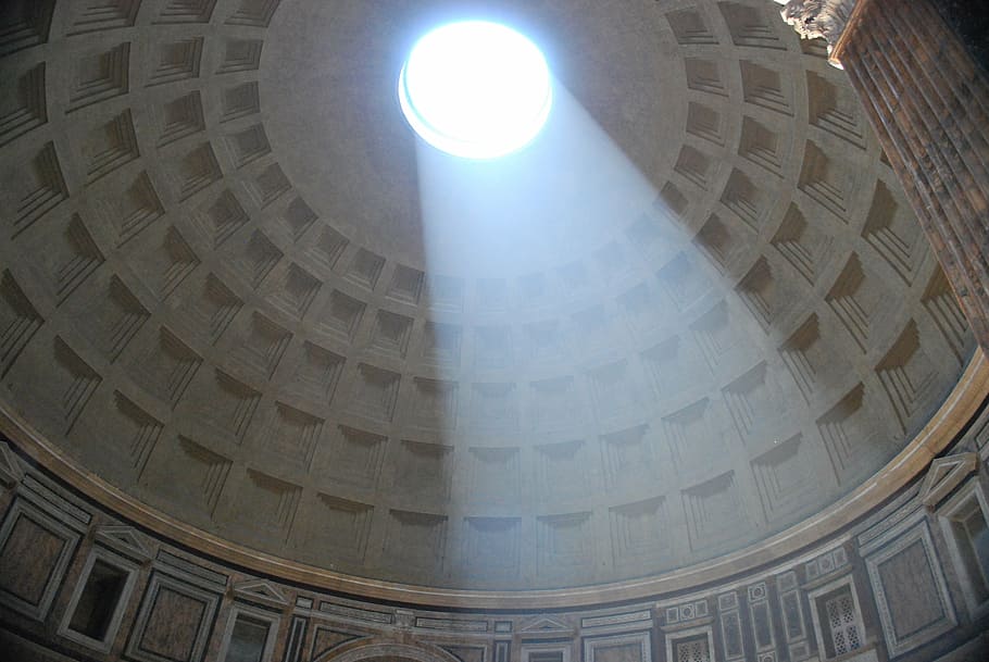 pantheon, dome, rome, history, no cracks in this cement, light, beauty, architecture, pantheon - Rome, famous Place