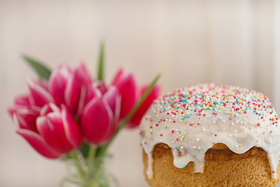 candy sprinkled pastry, easter cake, easter, holiday, religion, symbol, tulip, flower, christ is risen, sunday
